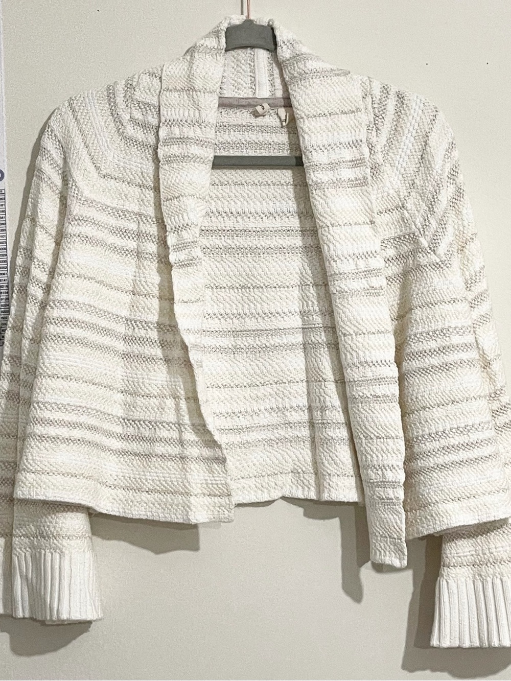 Moth Cream Open-Front Textured Knit Lightweight Cardigan Size Small
